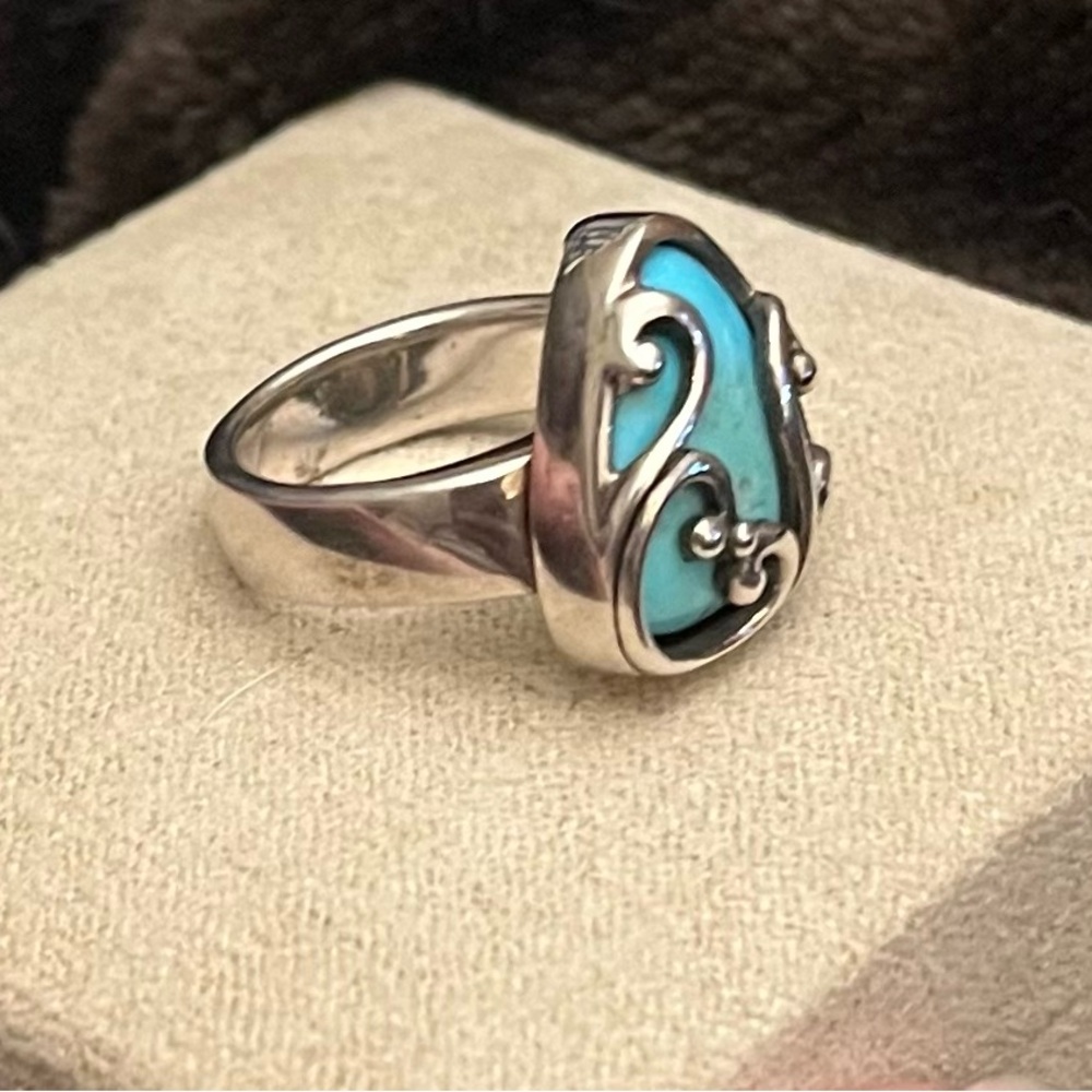 Turquoise Silver Swirl Ring - Picture 3 of 5